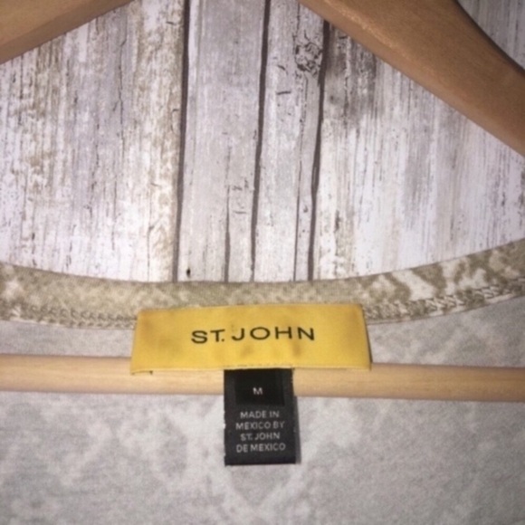 St. John Snake Print Studded Neck Blouse - Picture 5 of 5